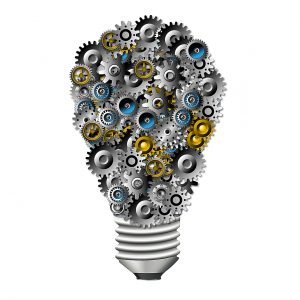 gears, bulb, innovation